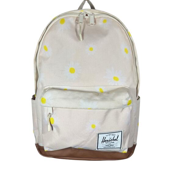 HERSCHEL SUPPLY CO. CLASSIC XL BIRCH DAISY/TAN LEATHER BACKPACK 30L - Picture 1 of 16